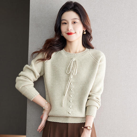 秋冬内搭打底衫，小个子短款毛衣女配裙子系带上衣CC-15-1909 商品图0