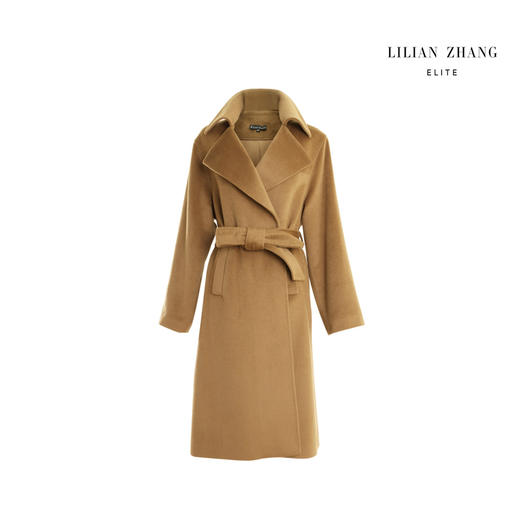 轻奢羊绒袍式大衣 - 时尚百搭简约风秋冬系带中长款外套  1506016 商品图2