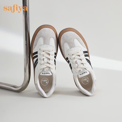 Safiya/索菲娅2024春季新品 网红厚底百搭条纹系带休闲复古德训鞋 SF41112032 商品图3