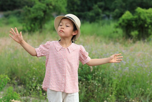 SYZBX015 泡泡袖格子衫 80-120 商品图0