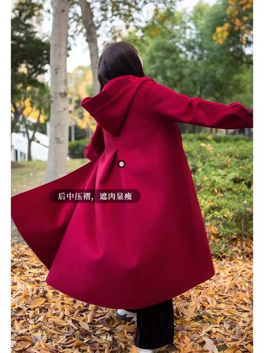 💥限量💥【圣诞节大衣】冬连帽款宽松大码女装反季优雅复古风保暖双面呢大衣 商品图2