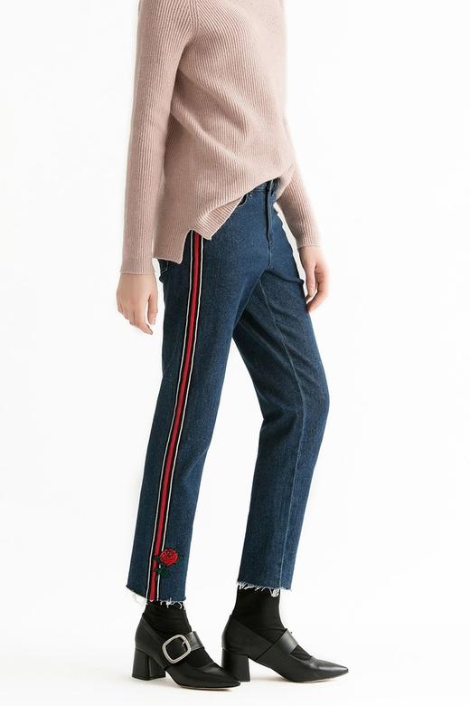 OCHIRLY欧时力 花朵刺绣毛边牛仔裤 202 商品图1