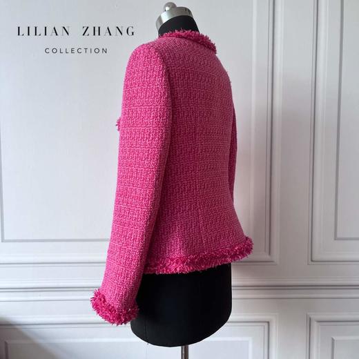 Lady挚爱、中GU风、名媛粗花呢小香外套玫红色短款短外套 2205043 商品图2