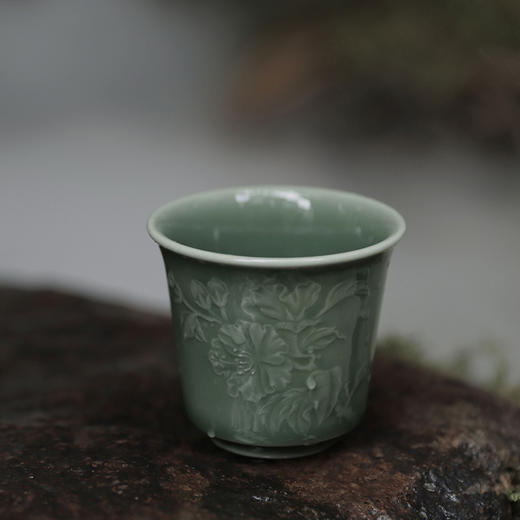 龙泉青瓷严少英木槿昔年茶杯梅子青茶具陶瓷品茗杯主个人饮杯高档功夫茶道 商品图5