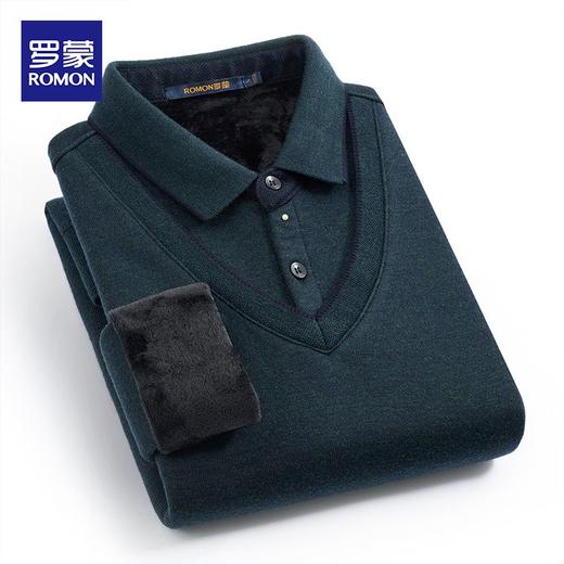 27DKYP927R【加绒加厚】罗蒙秋冬保暖毛衣含羊毛假两件加绒毛衣男针织衫男保暖加绒衬衫男毛衣 商品图6