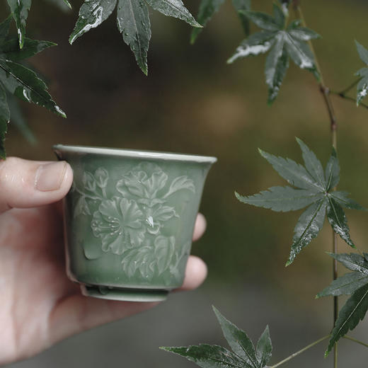 龙泉青瓷严少英木槿昔年茶杯梅子青茶具陶瓷品茗杯主个人饮杯高档功夫茶道 商品图4