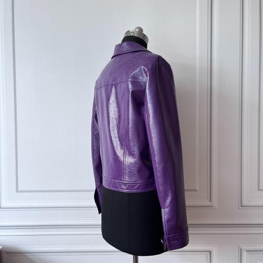 定制—都市摩登——紫色潮感皮夹克翻领外套、秋季短款外套  2205047 商品图2