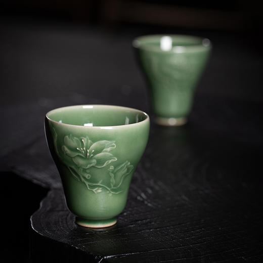 龙泉青瓷严少英玉兰闻香杯茶杯梅子青茶具陶瓷品茗杯主个人饮杯高档功夫茶道 商品图2