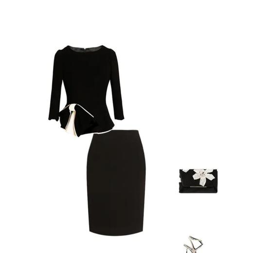 定制-赫本风-时尚通勤圆领优雅百搭蝴蝶结长袖短款上衣   1702022 商品图3