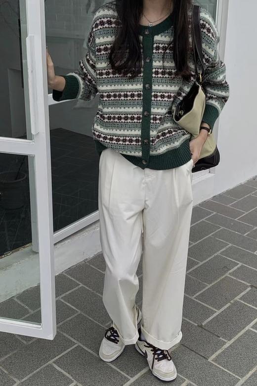 LNNNS 圆领单排扣几何针织上衣 17131 商品图2