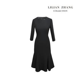 小礼服-法式修身优雅显瘦七分袖鱼尾裙-气质小黑裙连衣裙 2101037