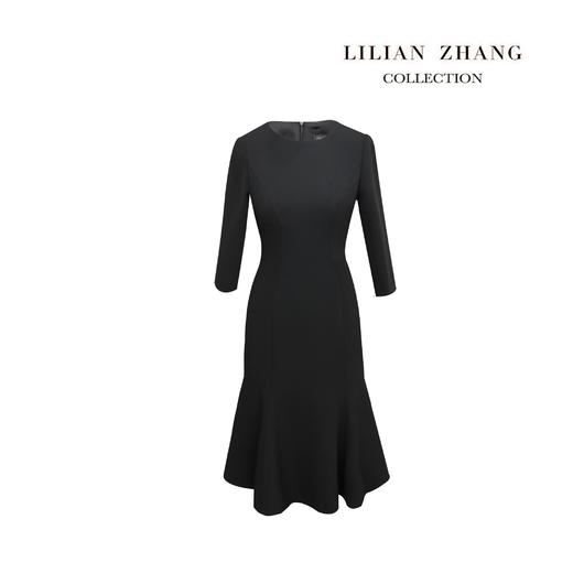 小礼服-法式修身优雅显瘦七分袖鱼尾裙-气质小黑裙连衣裙 2101037 商品图0