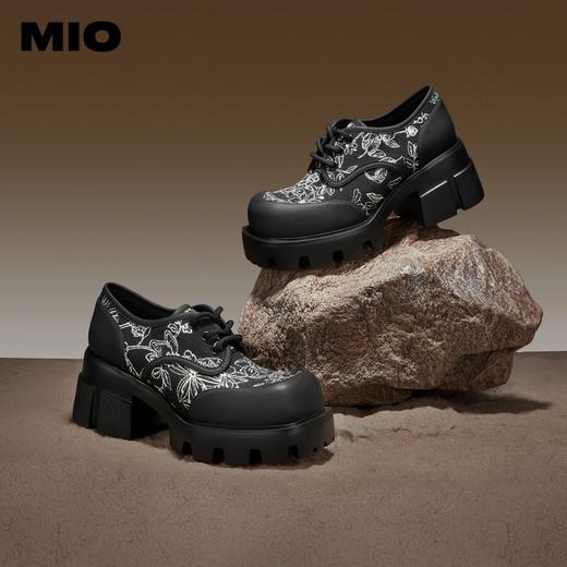MIO米奥春季方头高跟牛津鞋中式复古显高厚底松糕鞋女M241530234 商品图1