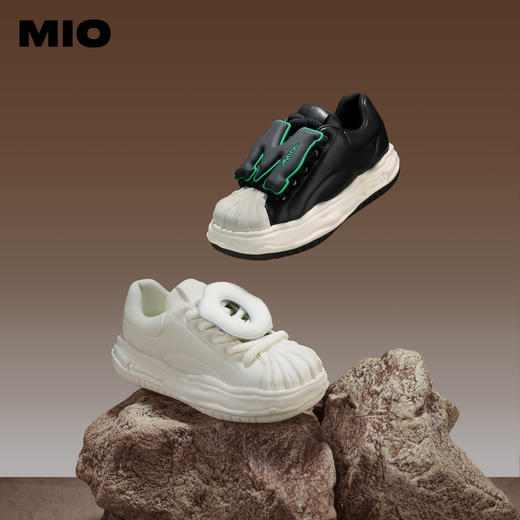 MIO米奥春季休闲板鞋贝壳圆头时尚溶解鞋小众厚底小白鞋女M241586173 商品图0