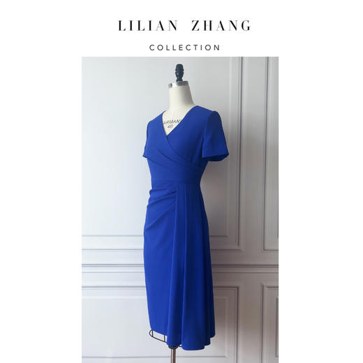 定制—温莎之恋—Royal blue围裹式褶裥气质连衣裙 2301987 商品图1
