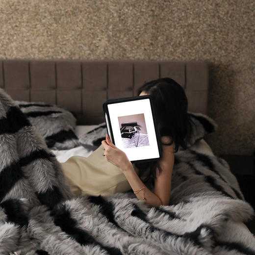 自然醒轻奢阿尔坦仿狐狸毛皮草毛毯兔毛冬季加厚沙发盖毯保暖午睡小毯子MT 商品图5