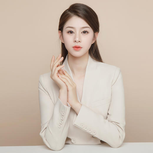 IWY/长袖播音艺考服装温柔主持人礼服气质通勤职业西装杏色连衣裙Q13323 商品图4