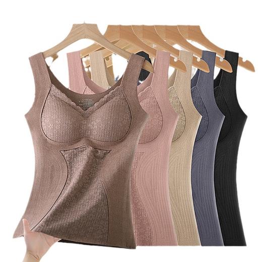 可穿到180斤【保暖黑科技！无痕背心】保暖防静电秋冬蕾丝女款德绒双面磨毛无痕发热加绒加厚自带胸垫文胸 商品图3