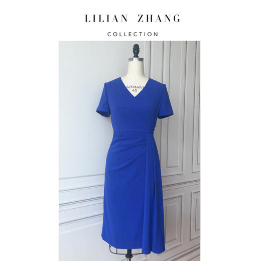 定制—温莎之恋—Royal blue围裹式褶裥气质连衣裙 2301987 商品图2