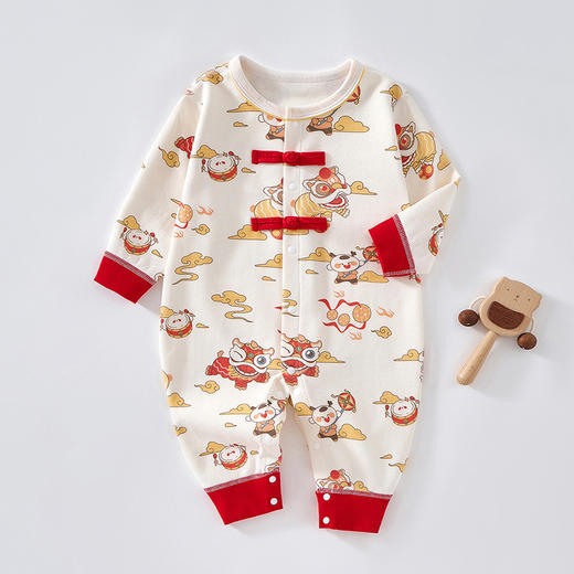 【国潮祥云龙宝哈衣】新生儿连体衣宝宝哈衣纯棉满月服百天周岁中国风拜年服婴儿衣服 商品图4