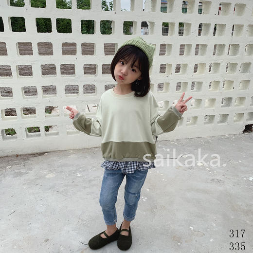 WT317下摆拼格卫衣   100-140 商品图1