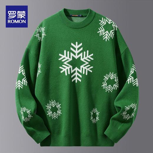 罗蒙秋冬男装针织衫男士休闲雪花提花毛衣时尚百搭多色毛衣男 商品图2
