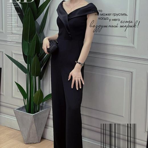 高奢系列-缎面翻领连衣裤-高腰显瘦时尚轻奢名媛连体裤 1900006 商品图0