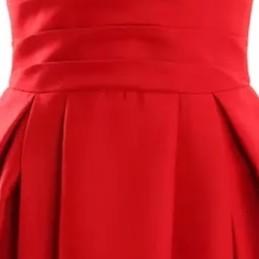 V领A摆丝毛小礼服连衣裙-优雅轻奢聚会红色华丽风礼服裙 1501108 商品图2