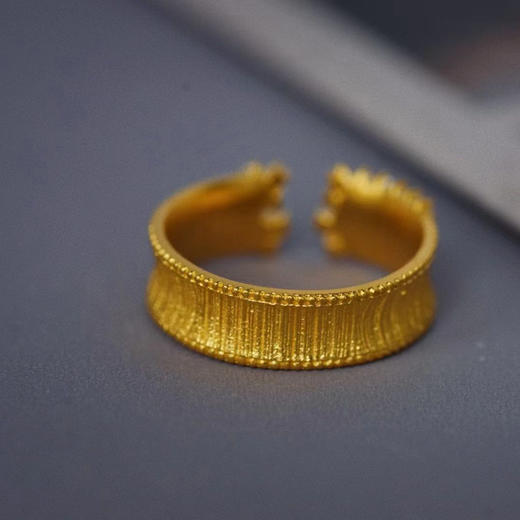 古法黄金点钻系列  满天星钻石足金开口戒指 商品图3