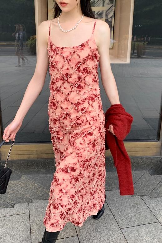 SIA SAYLOR 	红色立体花边吊带连衣裙 19075 商品图3