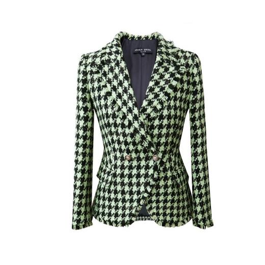 "格纹写意”—千鸟格双排扣羊毛粗花呢修身女士小西装外套2005013 商品图3