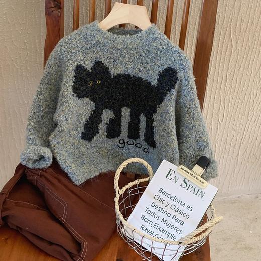 【冬日寒风！温暖童心】冬季毛衣猫咪韩版潮男童女童，儿童针织上衣冬款新款卡通毛衣，青春流行萌力十足 图案精致细腻 商品图0