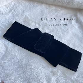 定制—主角之选、黑色中古风--复古天鹅绒感腰封（9公分扣头）2313003