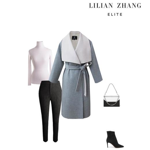 法式复古——慵懒感贵妇大翻领双面咩咩绒撞色女士冬季大衣 2006005 商品图4