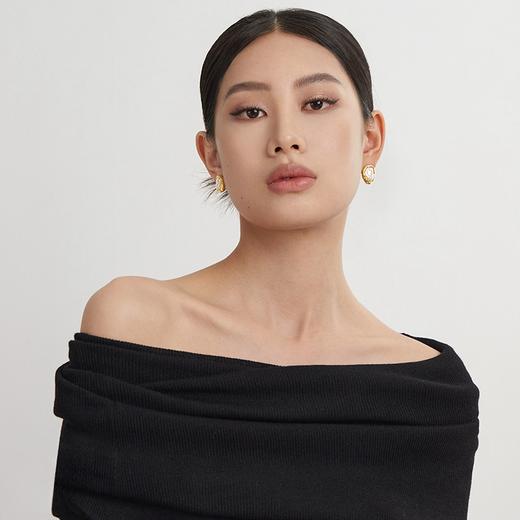 Oflye潮流饰品 法式复古巴洛克异形珍珠耳环女小众设计感气质耳钉不规则轻奢耳饰 商品图3