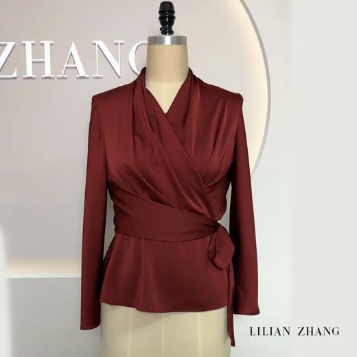 浪漫邂逅轻奢、气质法式围裹式女士系带衬衫百搭收腰显瘦2302008 商品图0