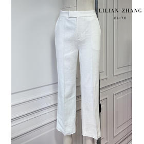 法式帝政风“Empire style”—中高腰9分苎麻直筒裤 2204019