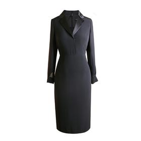 高奢系列-平驳领纱袖醋酸连衣裙 - 通勤名媛风优雅连衣裙 1900001