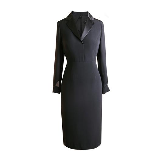 高奢系列-平驳领纱袖醋酸连衣裙 - 通勤名媛风优雅连衣裙 1900001 商品图0