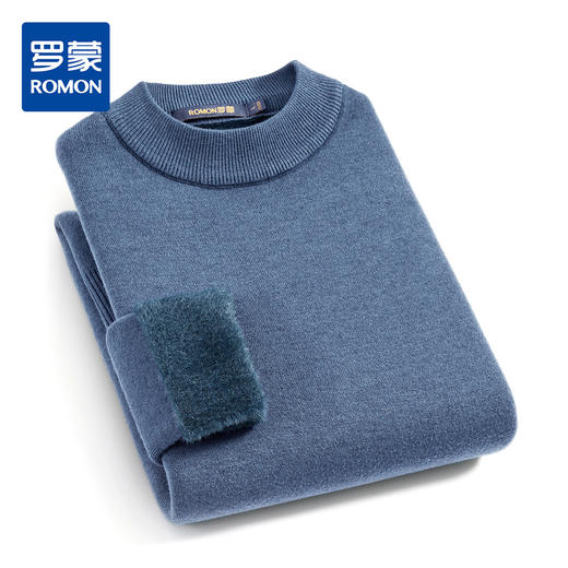 【加绒加厚】罗蒙秋冬男装半高领毛衣男加绒毛衣男士休闲百搭毛衣针织衫男 商品图1