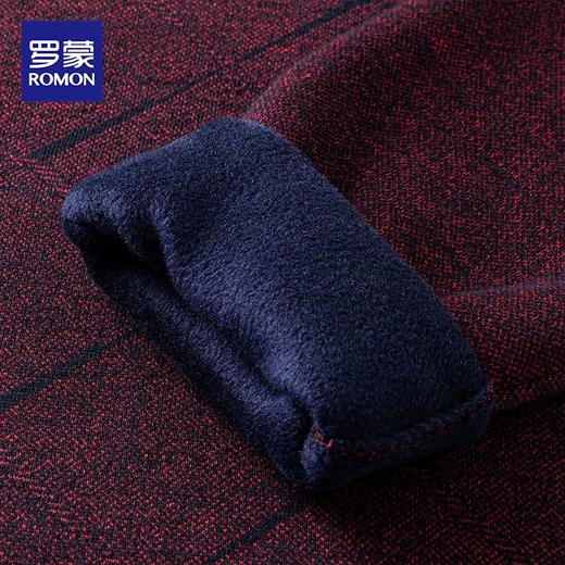 27DKLW6963R【加绒加厚】罗蒙秋冬男装斜条提花加绒毛衣男保暖针织衫男士毛衣加绒针织衫男 商品图8
