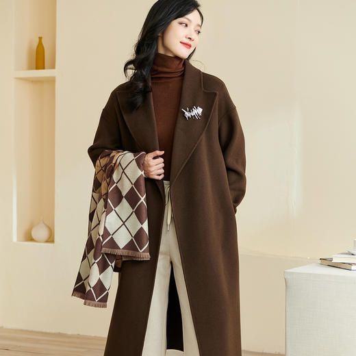 【剩L】米思阳冬季新款时尚气质毛呢外套系带收腰加厚羊毛大衣女3368 商品图0