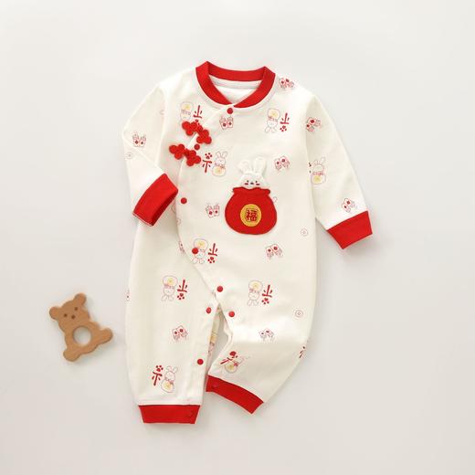 【初生礼物 温暖呵护】婴儿连体衣宝宝春秋哈衣A纯棉满月服百天周岁中国风爬爬服拜年服 商品图9