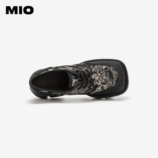 MIO米奥春季方头高跟牛津鞋中式复古显高厚底松糕鞋女M241530234 商品图2