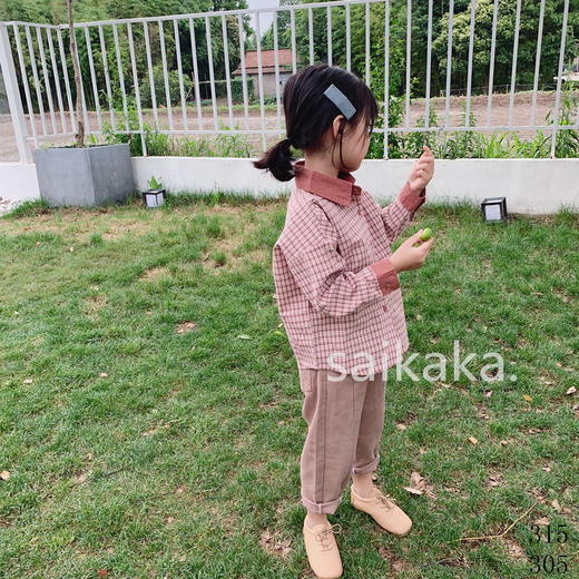 SY315 袖领拼色格衬   100-140 商品图5