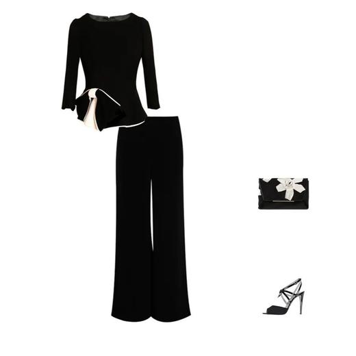 定制-赫本风-时尚通勤圆领优雅百搭蝴蝶结长袖短款上衣   1702022 商品图2