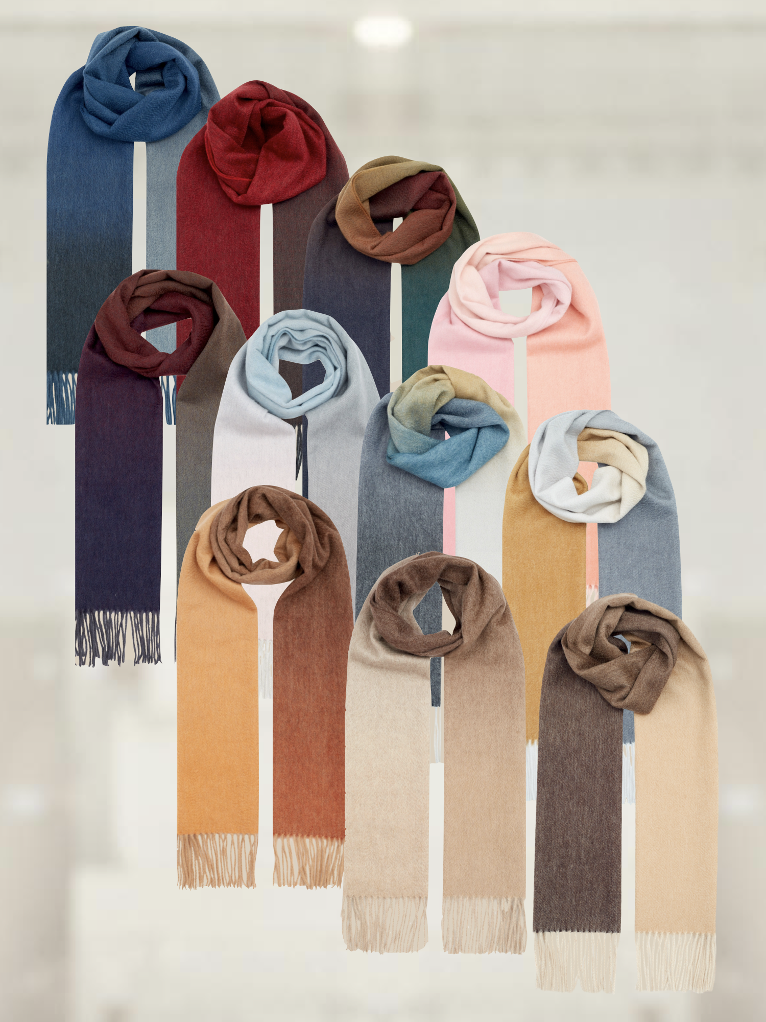 阿拉善白绒纯山羊绒水波纹围巾「渐变色9款」