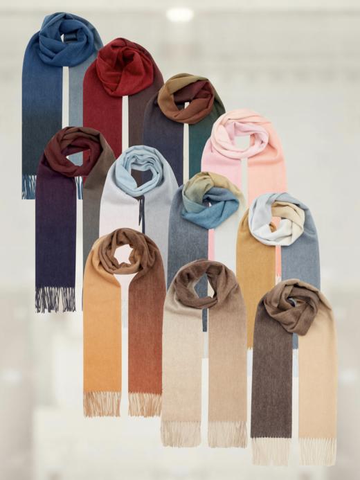 阿拉善白绒纯山羊绒水波纹围巾「渐变色9款」 商品图0