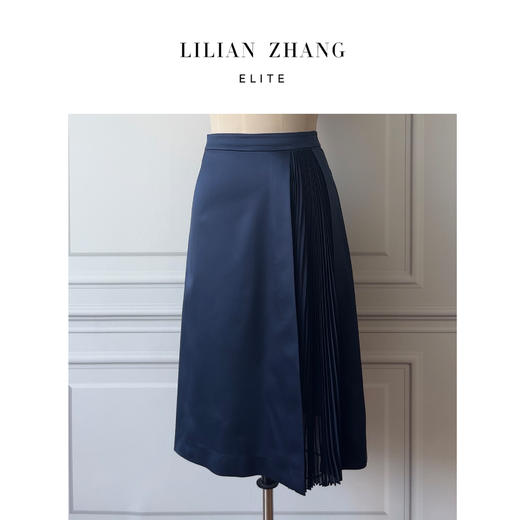 定制—accordion—精致优雅—缎面复古风琴褶气质半裙    2303998 商品图2