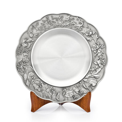 泰芝宝锡盘高档奖盘定制纪念品摆件退休同事纪念公司表彰礼品刻字PL024 商品图0